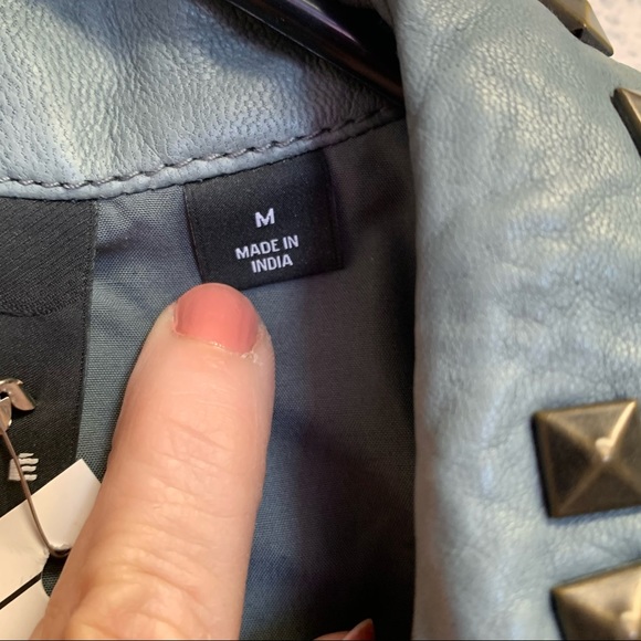 Trouve grey blue genuine leather jacket medium - Picture 6 of 9